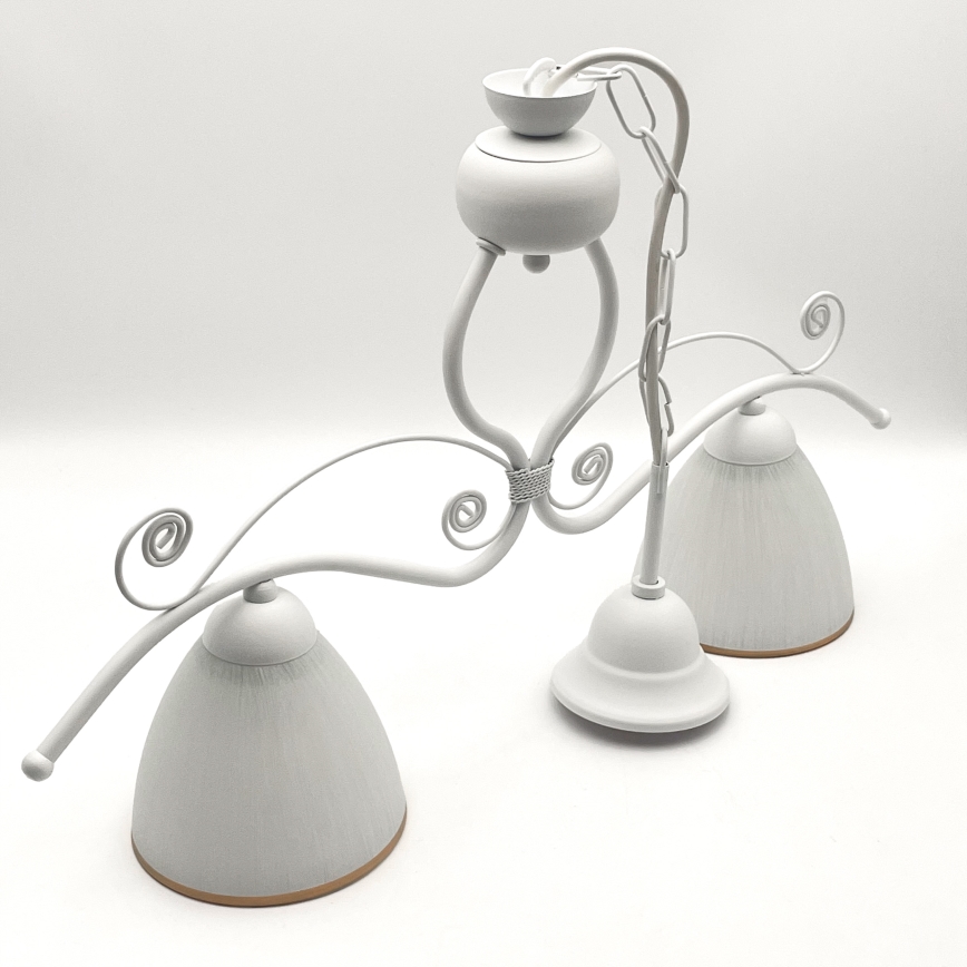 Hanglamp aan een ketting RETRO 2xE27/60W/230V mat wit