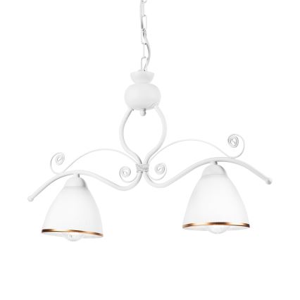 Hanglamp aan een ketting RETRO 2xE27/60W/230V mat wit