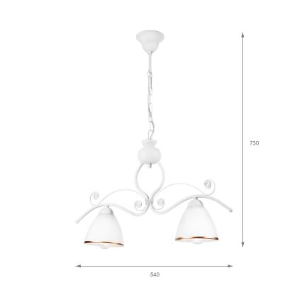 Hanglamp aan een ketting RETRO 2xE27/60W/230V mat wit