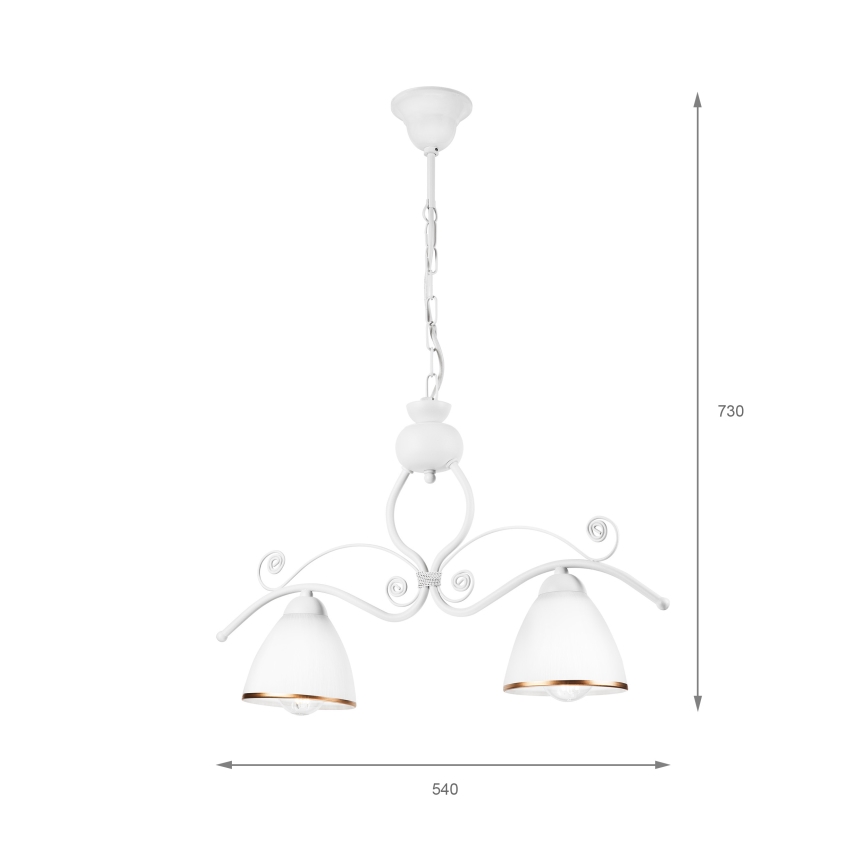 Hanglamp aan een ketting RETRO 2xE27/60W/230V mat wit