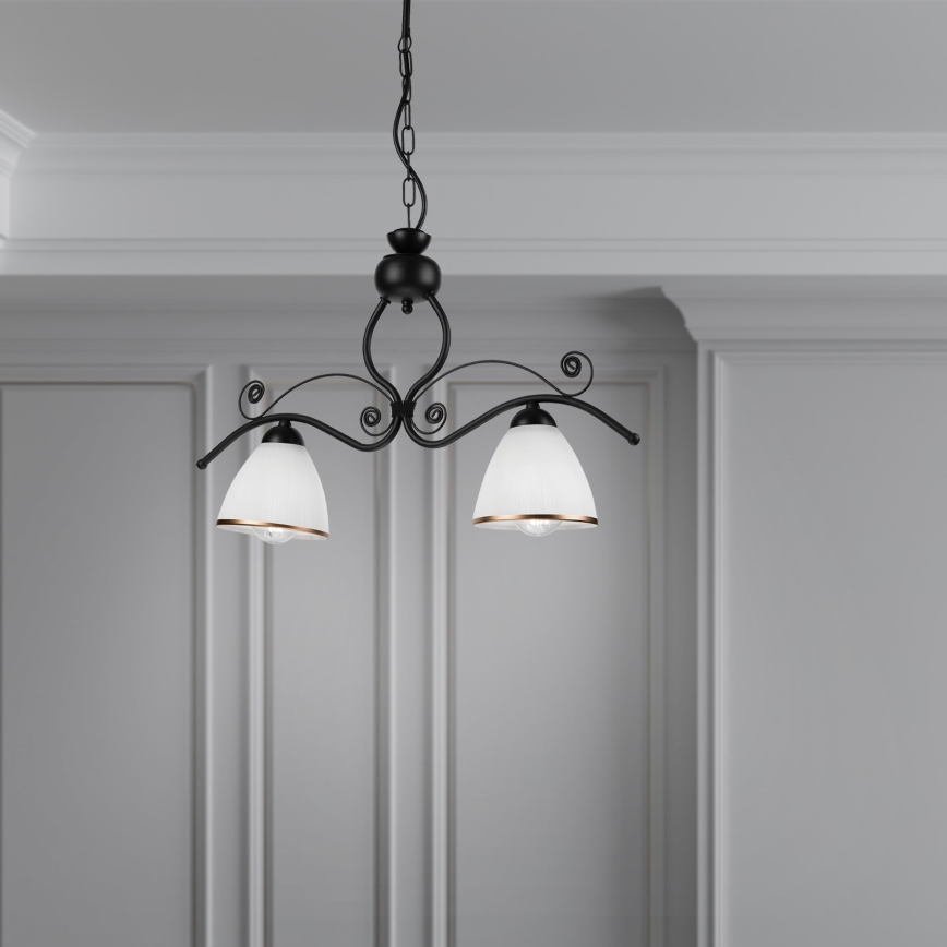 Hanglamp aan een ketting RETRO 2xE27/60W/230V mat zwart