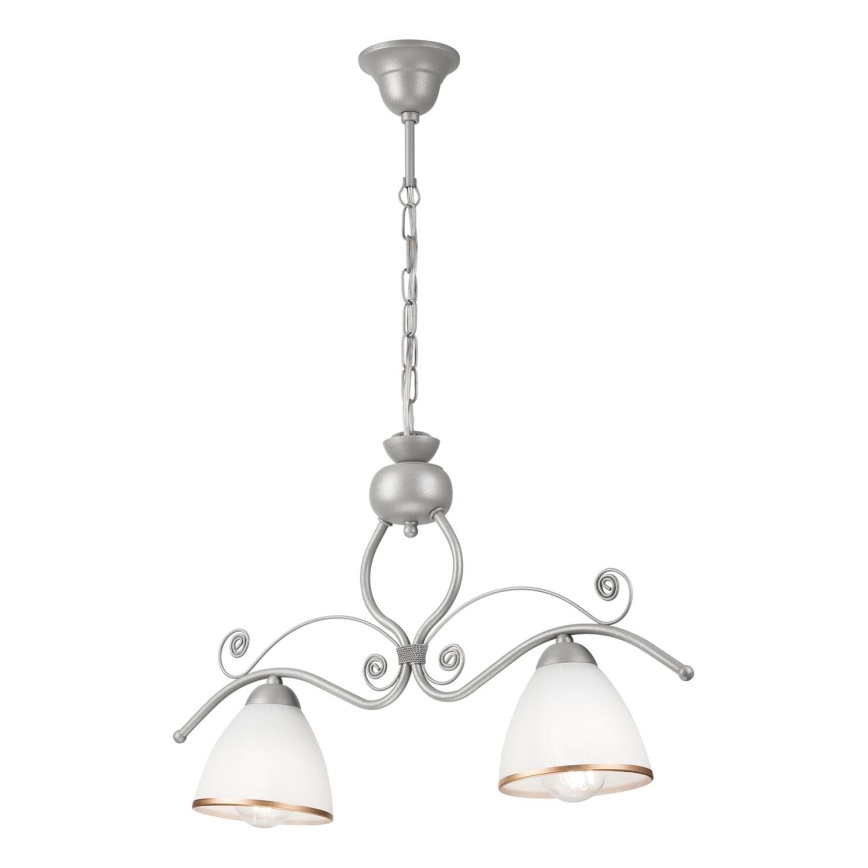 Hanglamp aan een ketting RETRO 2xE27/60W/230V zilver