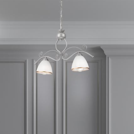 Hanglamp aan een ketting RETRO 2xE27/60W/230V zilver