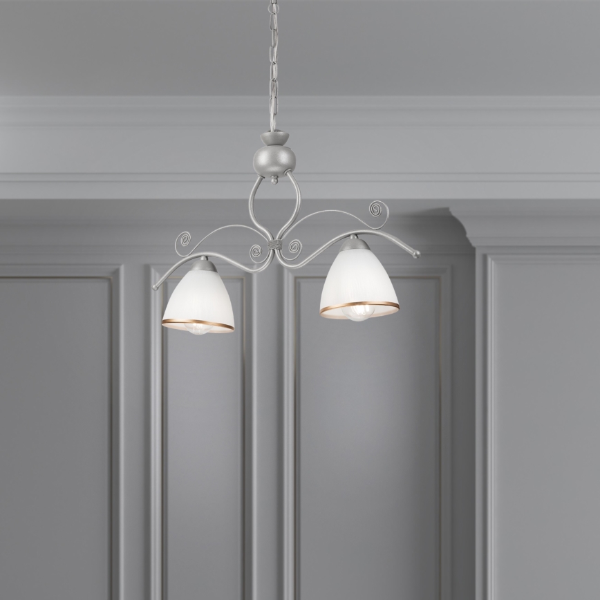 Hanglamp aan een ketting RETRO 2xE27/60W/230V zilver