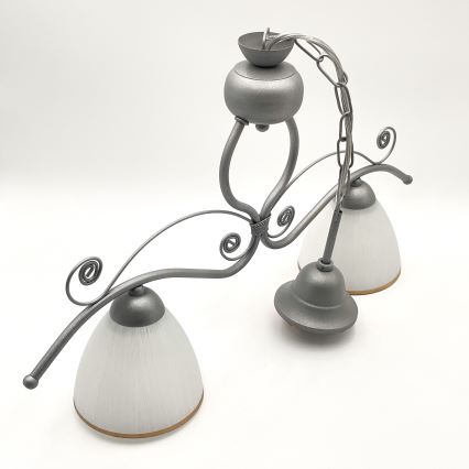 Hanglamp aan een ketting RETRO 2xE27/60W/230V zilver