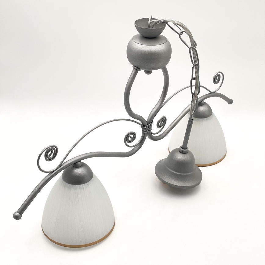 Hanglamp aan een ketting RETRO 2xE27/60W/230V zilver