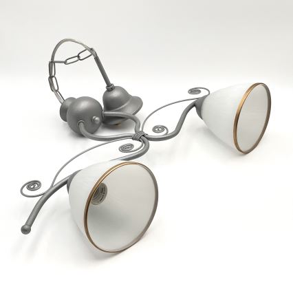 Hanglamp aan een ketting RETRO 2xE27/60W/230V zilver