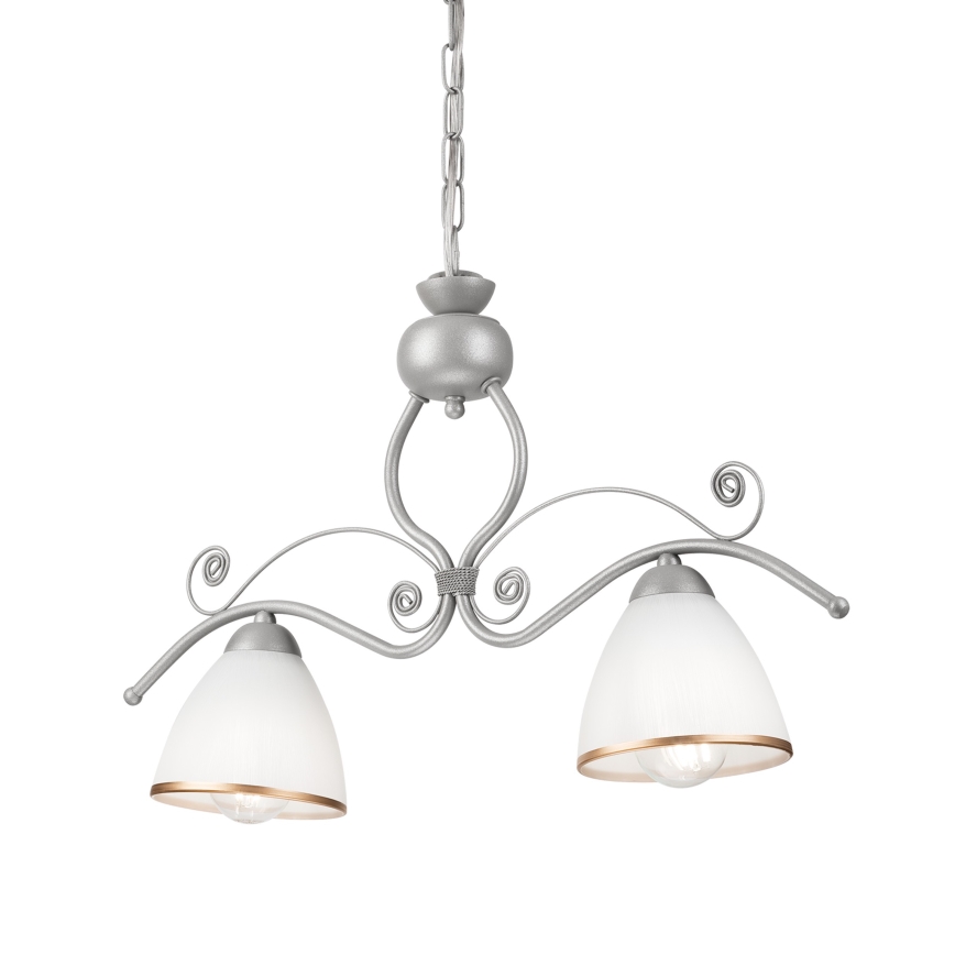 Hanglamp aan een ketting RETRO 2xE27/60W/230V zilver