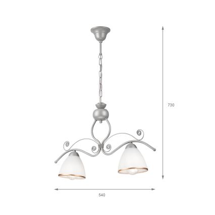 Hanglamp aan een ketting RETRO 2xE27/60W/230V zilver