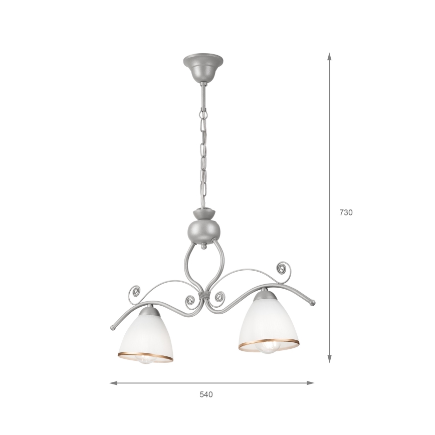 Hanglamp aan een ketting RETRO 2xE27/60W/230V zilver
