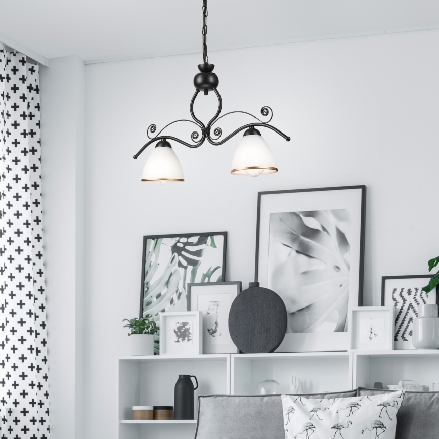 Hanglamp aan een ketting RETRO 2xE27/60W/230V zwart