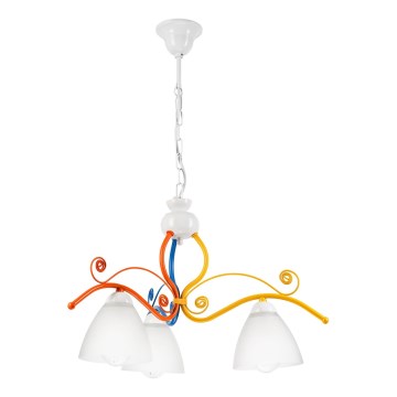 Hanglamp aan een ketting RETRO 3xE27/60W/230V wit/kleurrijk