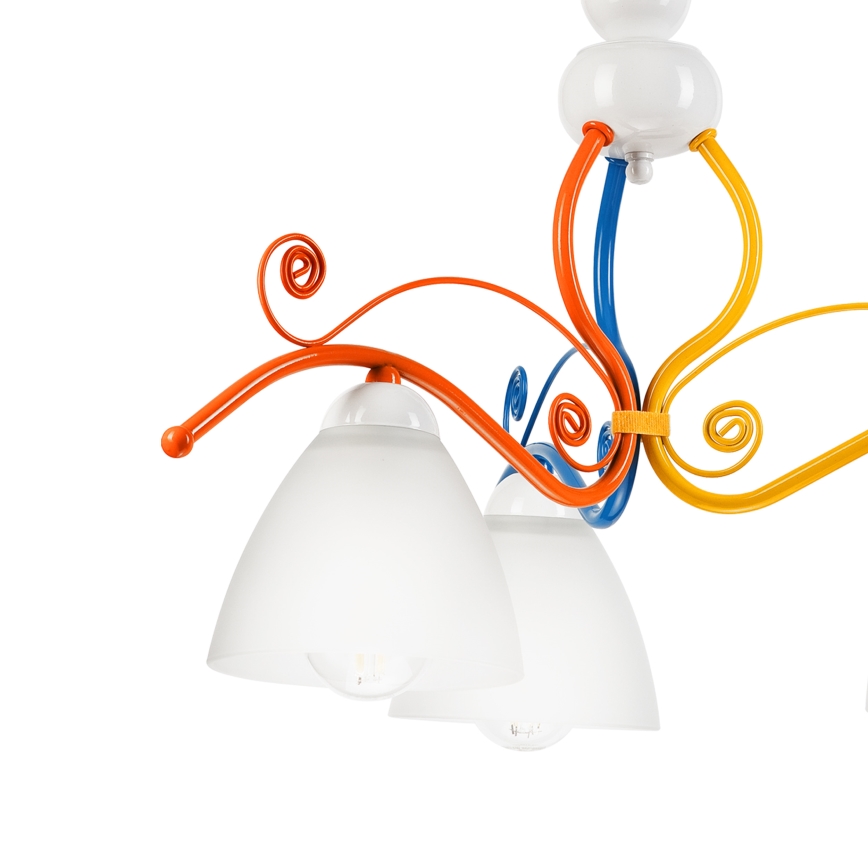 Hanglamp aan een ketting RETRO 3xE27/60W/230V wit/kleurrijk