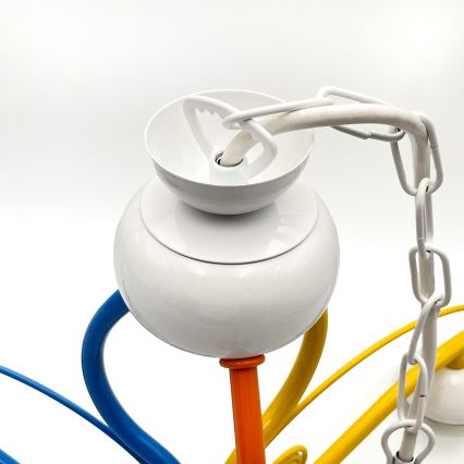 Hanglamp aan een ketting RETRO 3xE27/60W/230V wit/kleurrijk