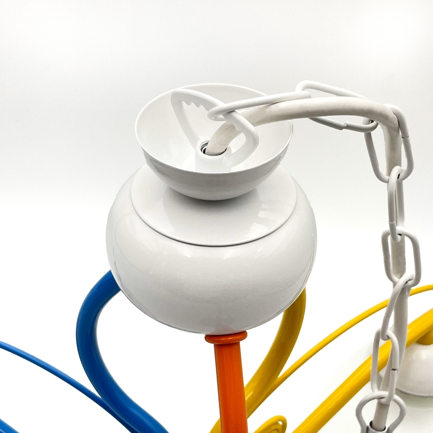 Hanglamp aan een ketting RETRO 3xE27/60W/230V wit/kleurrijk