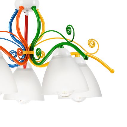 Hanglamp aan een ketting RETRO 5xE27/60W/230V wit/kleurrijk