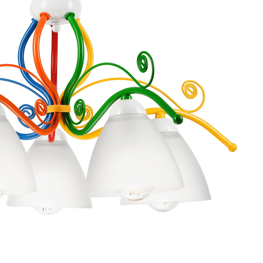 Hanglamp aan een ketting RETRO 5xE27/60W/230V wit/kleurrijk
