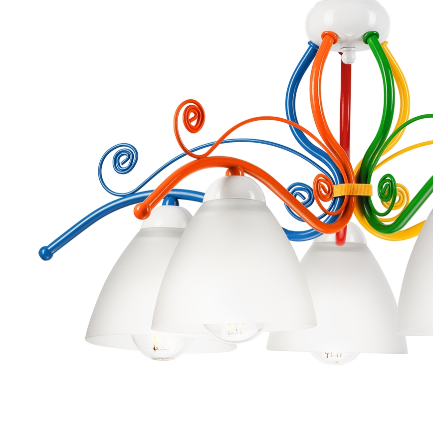 Hanglamp aan een ketting RETRO 5xE27/60W/230V wit/kleurrijk