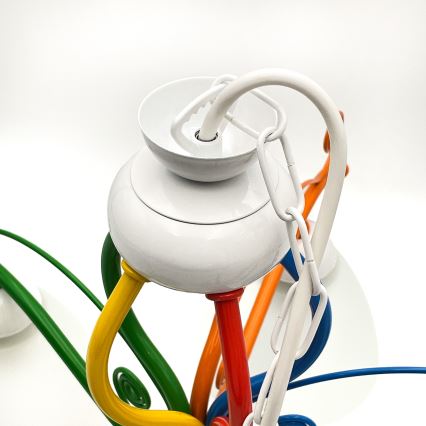 Hanglamp aan een ketting RETRO 5xE27/60W/230V wit/kleurrijk