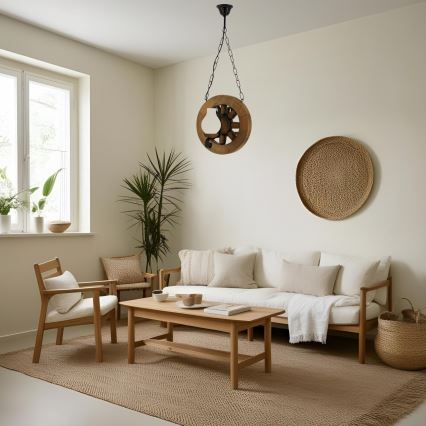 Hanglamp aan een ketting ROATA 2xE14/40W/230V beuken - FSC gecertificeerd