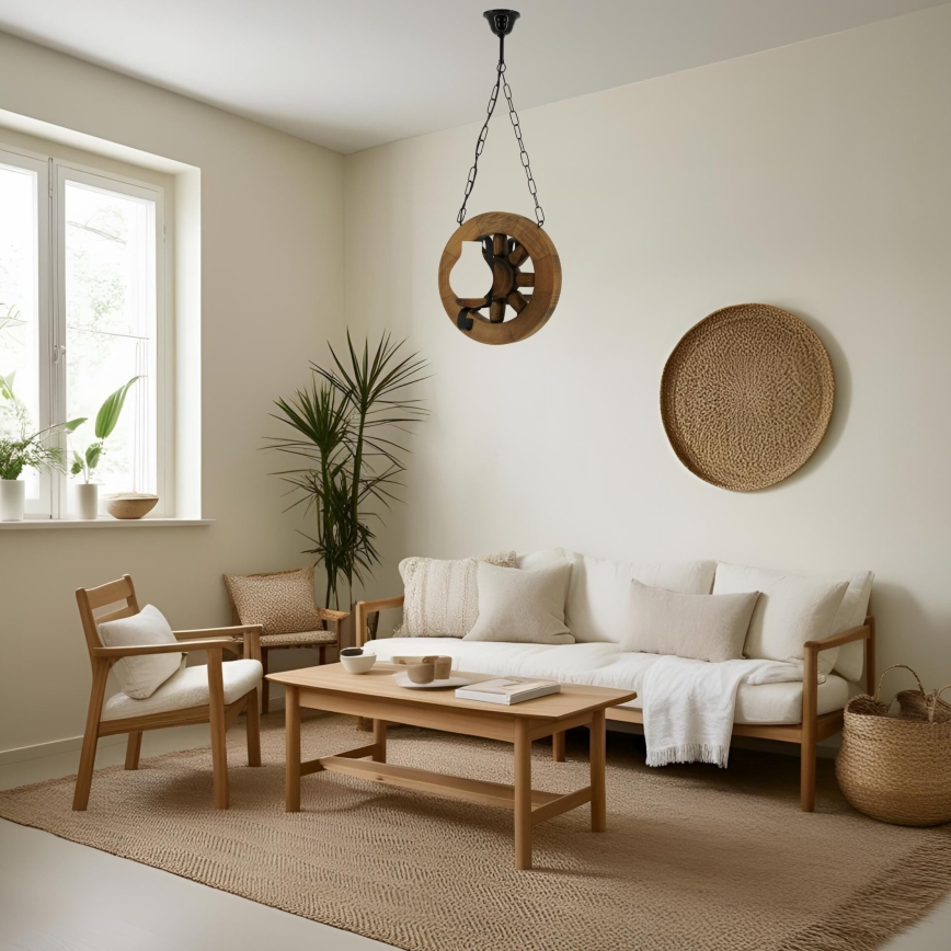 Hanglamp aan een ketting ROATA 2xE14/40W/230V beuken - FSC gecertificeerd