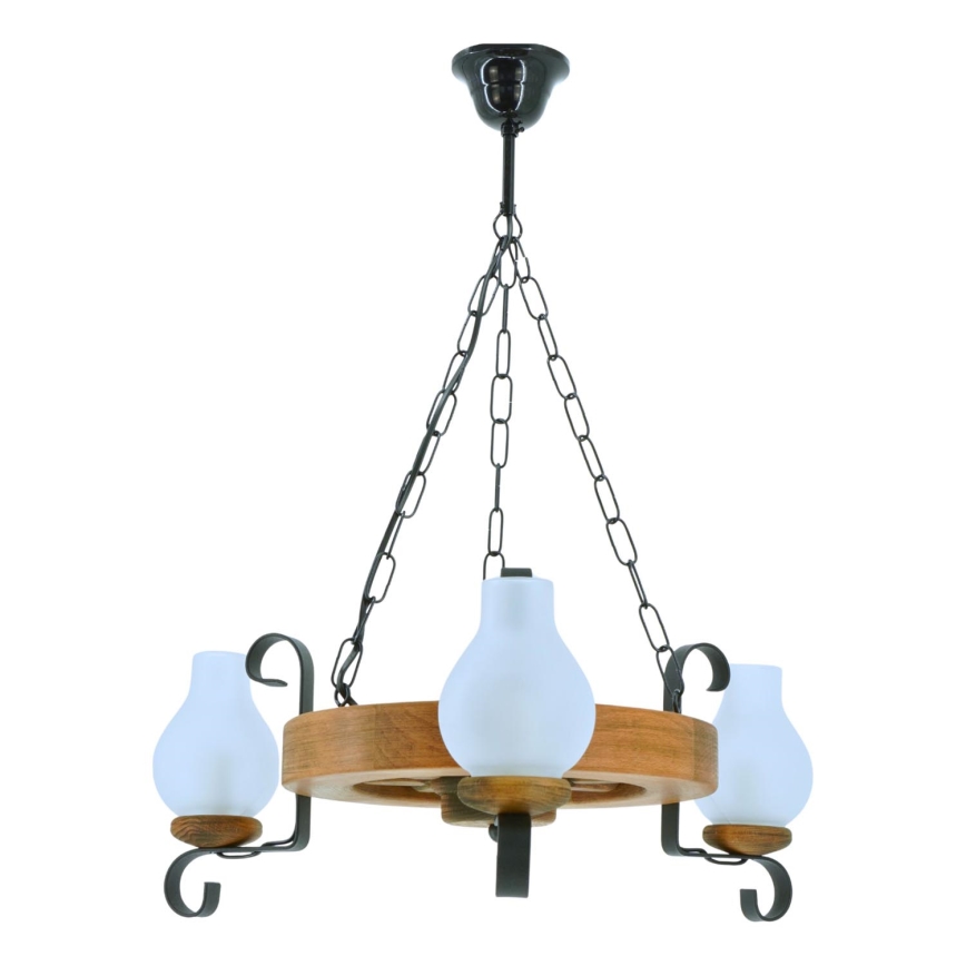 Hanglamp aan een ketting ROATA 3xE14/40W/230V beuken - FSC gecertificeerd