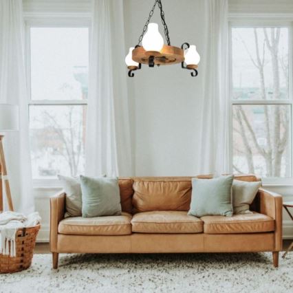 Hanglamp aan een ketting ROATA 3xE14/40W/230V beuken - FSC gecertificeerd