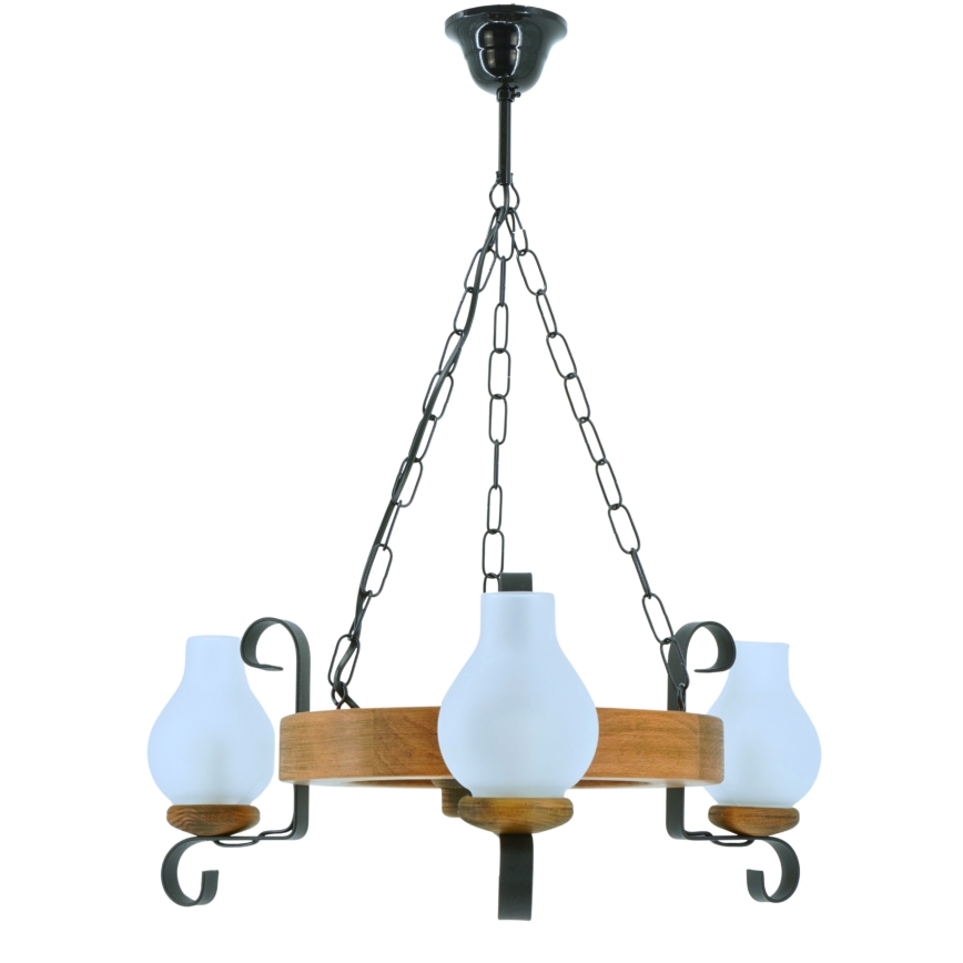 Hanglamp aan een ketting ROATA 3xE14/40W/230V beuken - FSC gecertificeerd
