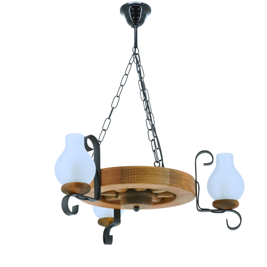 Hanglamp aan een ketting ROATA 3xE14/40W/230V beuken - FSC gecertificeerd