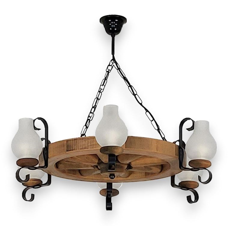 Hanglamp aan een ketting ROATA 6xE14/40W/230V diameter 70 cm beuken