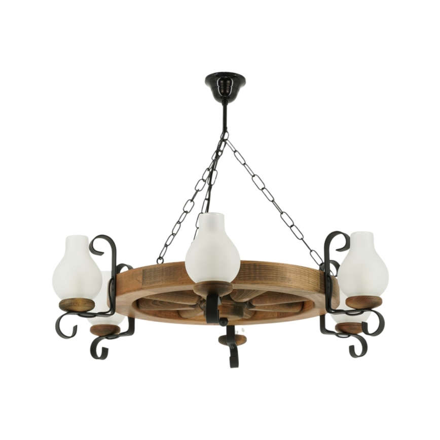 Hanglamp aan een ketting ROATA 6xE14/40W/230V diameter 70 cm beuken