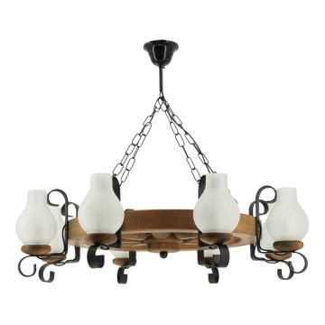 Hanglamp aan een ketting ROATA 8xE14/40W/230V diameter 70 cm beuken - FSC gecertificeerd