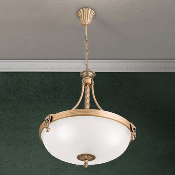 Hanglamp aan een ketting ROCCA 3xE27/60W/230V diameter 42 cm brons/wit