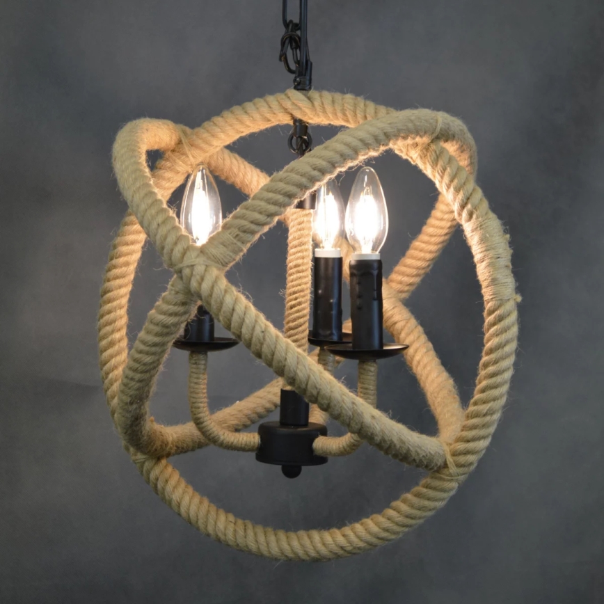 Hanglamp aan een ketting ROPE GLOBO 3xE14/10W/230V