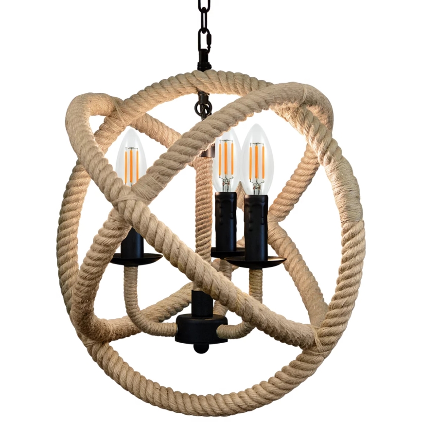 Hanglamp aan een ketting ROPE GLOBO 3xE14/10W/230V