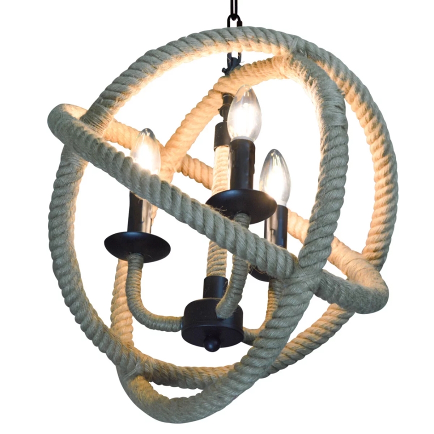 Hanglamp aan een ketting ROPE GLOBO 3xE14/10W/230V