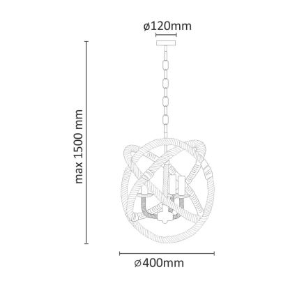 Hanglamp aan een ketting ROPE GLOBO 3xE14/10W/230V