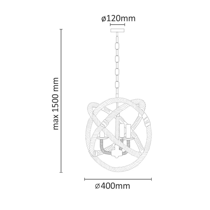 Hanglamp aan een ketting ROPE GLOBO 3xE14/10W/230V