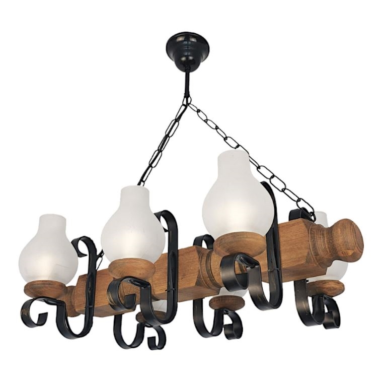 Hanglamp aan een ketting RUSTIC 6xE14/40W/230V beuken