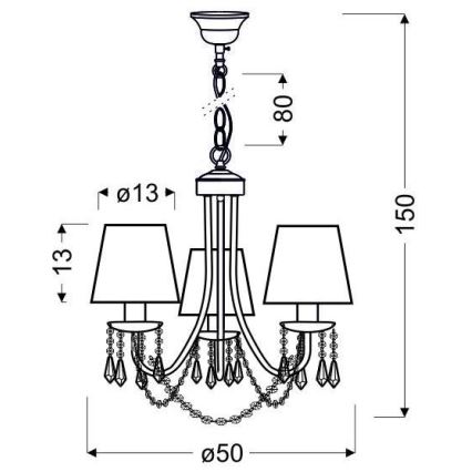 Hanglamp aan een ketting RUTI 3xE14/40W/230V