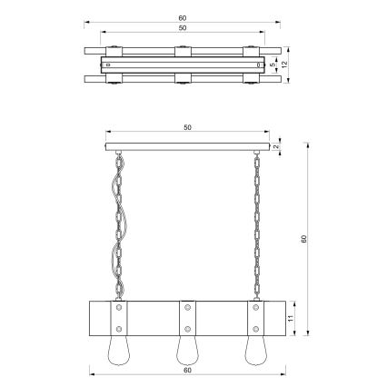 Hanglamp aan een ketting SODER 3xE27/60W/230V