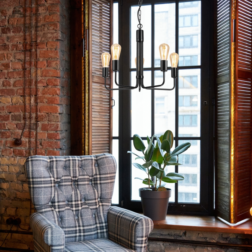 Hanglamp aan een ketting TIFFANY 5xE27/60W/230V zwart