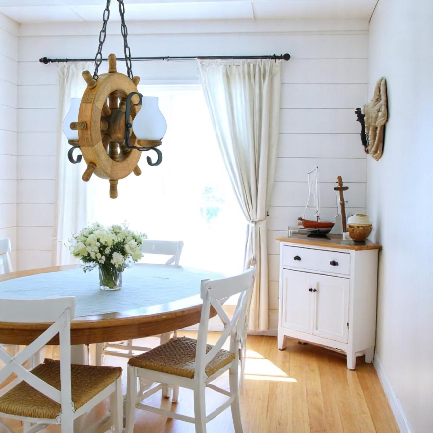 Hanglamp aan een ketting TIMONA 2xE14/40W/230V beuken