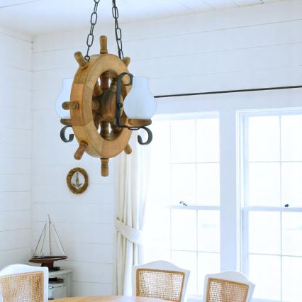 Hanglamp aan een ketting TIMONA 2xE14/40W/230V beuken