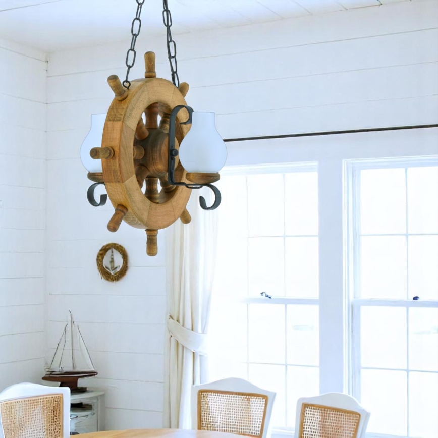 Hanglamp aan een ketting TIMONA 2xE14/40W/230V beuken
