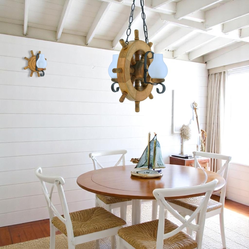 Hanglamp aan een ketting TIMONA 2xE14/40W/230V beuken