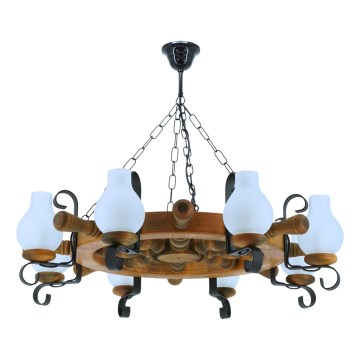 Hanglamp aan een ketting TIMONA 8xE14/40W/230V beuken - FSC gecertificeerd