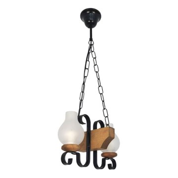 Hanglamp aan een ketting VELA 2xE14/40W/230V beuken - FSC gecertificeerd