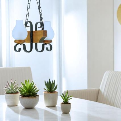 Hanglamp aan een ketting VELA 2xE14/40W/230V beuken - FSC gecertificeerd