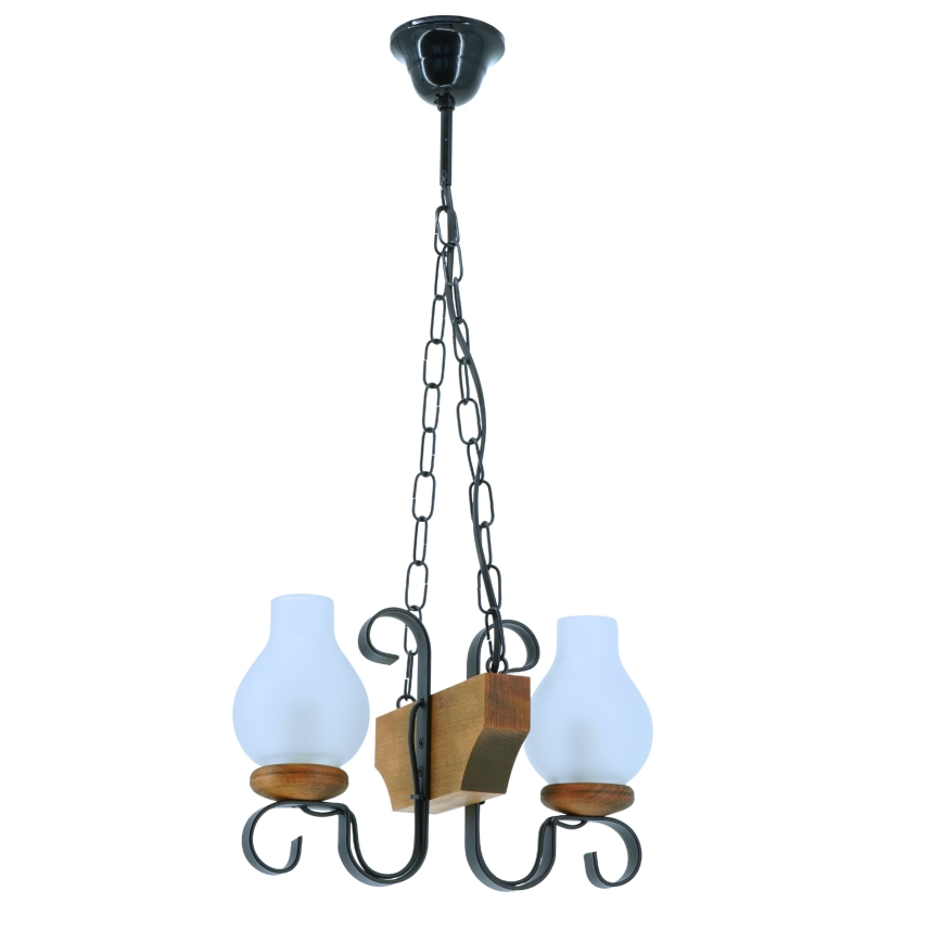 Hanglamp aan een ketting VELA 2xE14/40W/230V beuken - FSC gecertificeerd